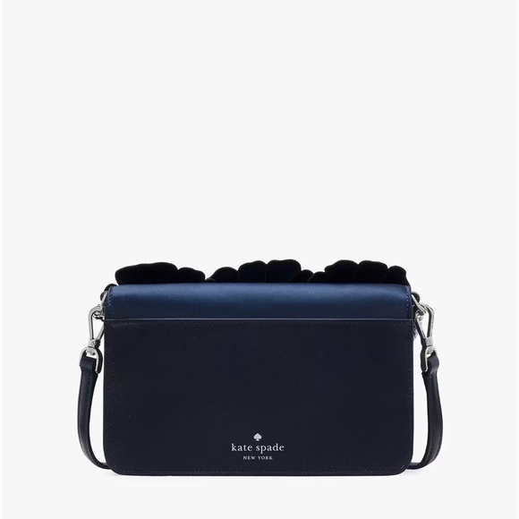 ♠️Kate Spade Madison Embroidered Floral Willow Small Flap Crossbody Bag, Blue - Picture 4 of 9